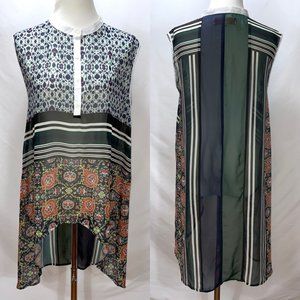 Anthropologie Clover Canyon Long Light Chiffon Top Oversized Sleeveless Tunic